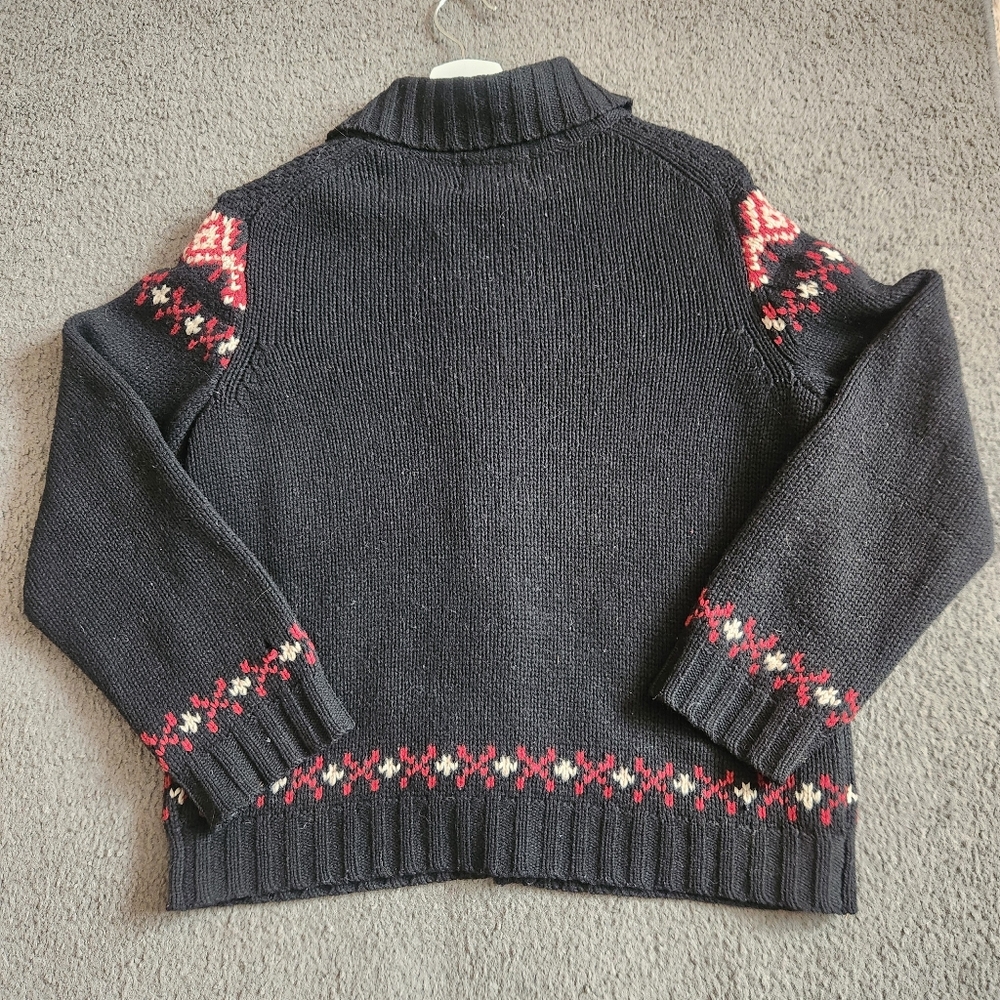 EDDIE BAUER Women's Cardigan Petite Medium Black 100% Lambswool VTG 90s Sweater - Picture 3 of 9